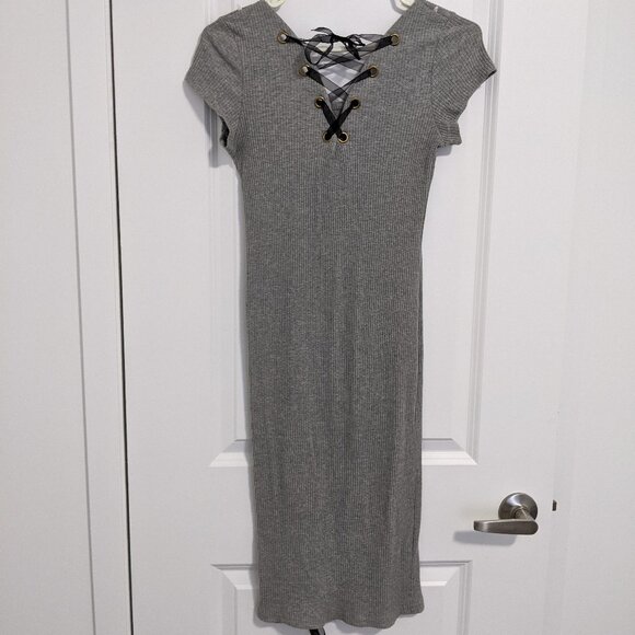 Grey Knitted Bodycon Dress - Picture 2 of 2
